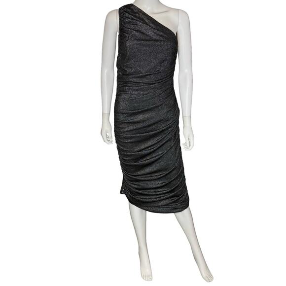 MICHAEL MICHAEL KORS Metallic Nylon Blend One-Shoulder Dress Women’s Sz M - Picture 2 of 9